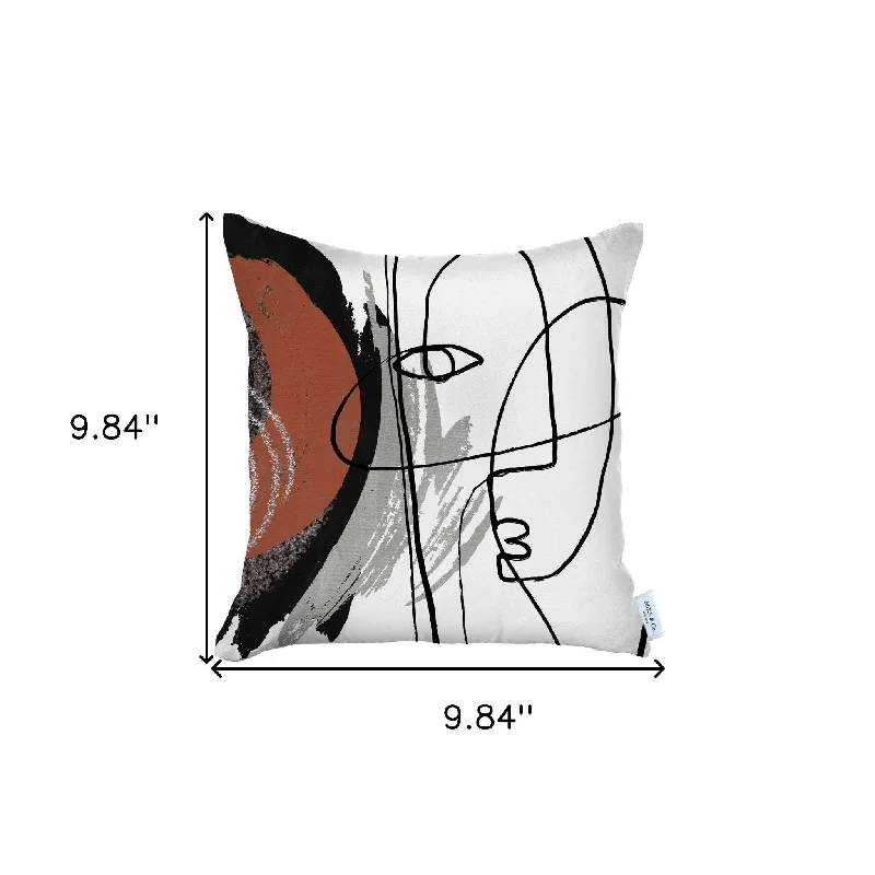 18" X 18" Black And Red Abstract Zippered Handmade Polyester Throw Pillow Cover