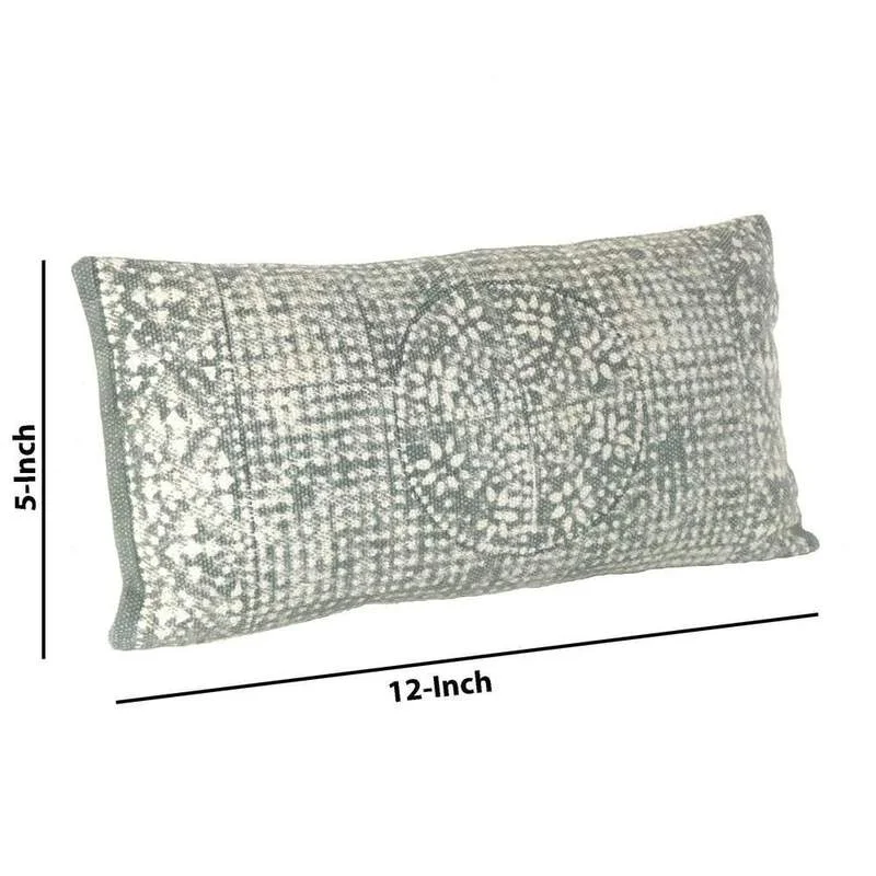 Benzara 12 x 24 Accent Pillow with Block Print, Gray and White