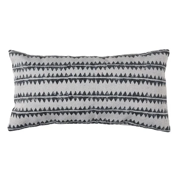 Benzara 12 x 24 Accent Pillow with Sawtooth Stripe, Gray and White