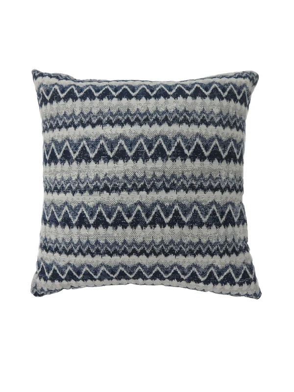 Benzara Contemporary Style Horizontally Zigzag Designed Set of 2 Throw Pillows, Navy Blue