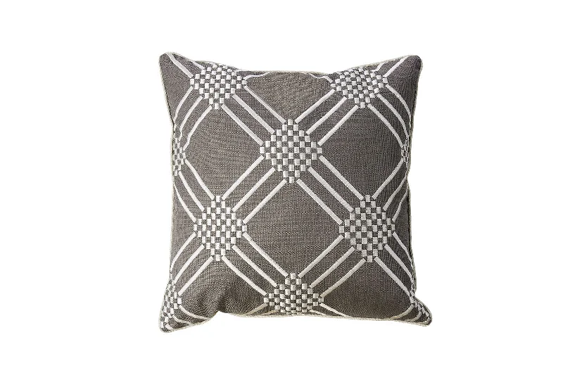 Benzara Contemporary Style Set of 2 Throw Pillows with Diamond Patterns, Gun Metal Gray