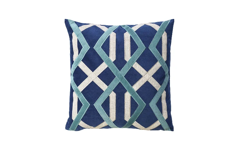 Benzara Contemporary Style Set of 2 Throw Pillows with Geometric Patterns, Blue