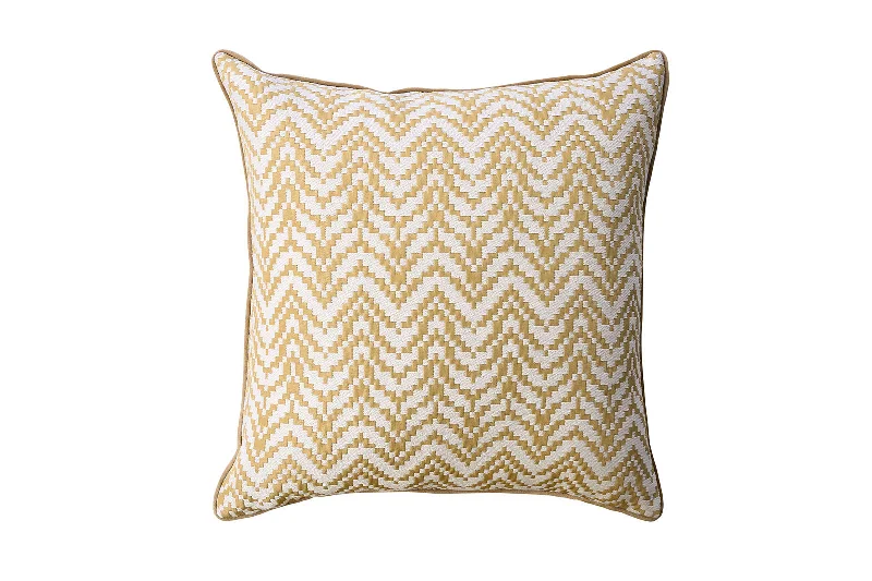 Benzara Contemporary Style Set of 2 Throw Pillows with Zigzag Patterns, Gold