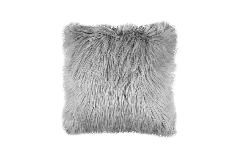 Benzara Contemporary Style Shaggy Set of 2 Throw Pillows, Silver