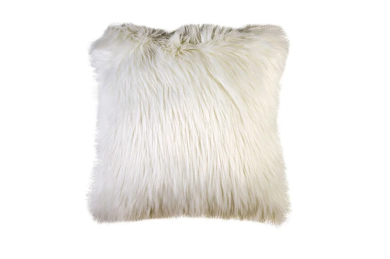 Benzara Contemporary Style Shaggy Set of 2 Throw Pillows, White