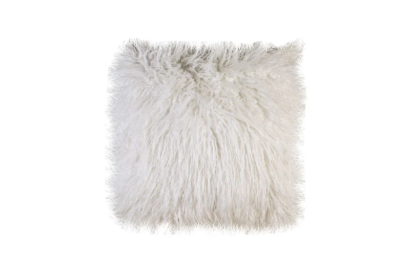 Benzara Contemporary Style Shaggy Set of 2 Throw Pillows, White