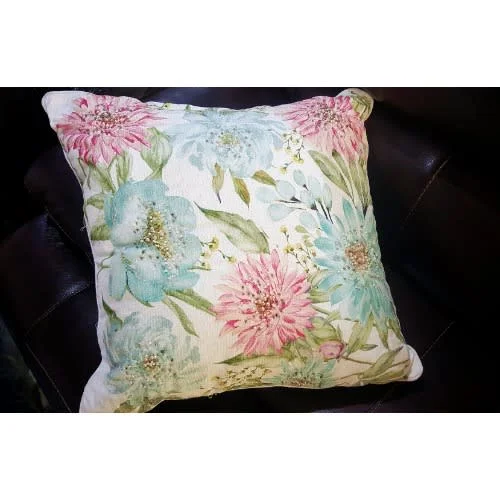 Garden Blossoms Beaded Decorative Throw Pillow