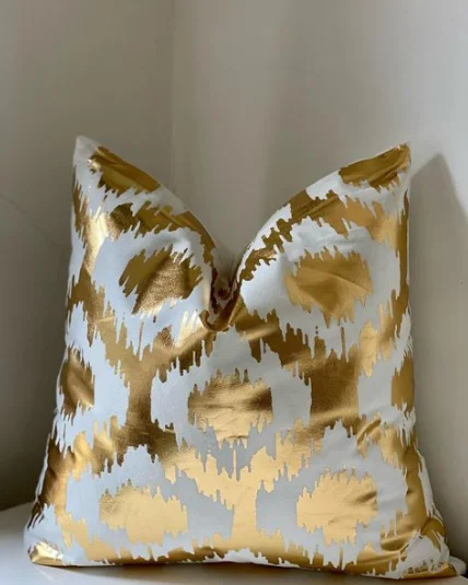 Gold and White Pattern on Blend Pillow