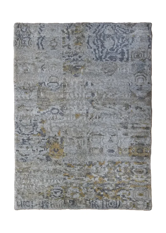 Oriental Rug Indian Handmade Area Modern 2'1"x2'10" (2x3) Whites/Beige Yellow/Gold Abstract Design #A35097