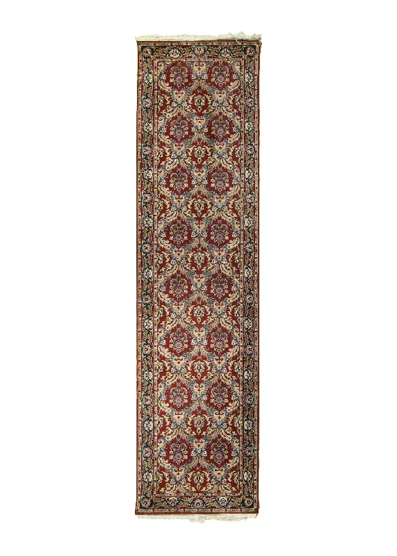 Oriental Rug Indian Handmade Runner Traditional 2'7"x10'0" (3x10) Red Blue Floral Design #A10379