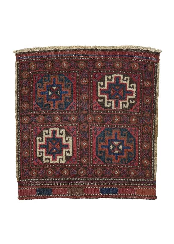 Persian Rug Baloch Handmade Area Antique Tribal 2'1"x1'10" (2x2) Red Saddle Bag Design #34150