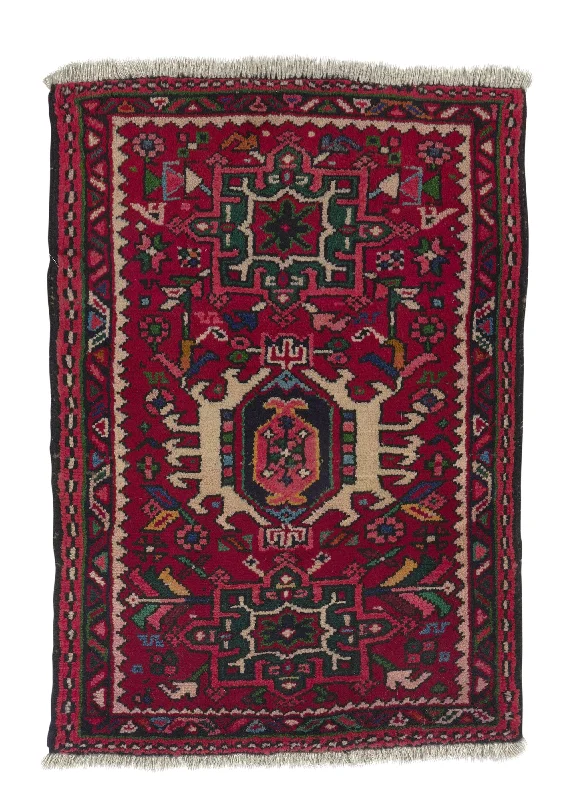 Persian Rug Gharajeh Handmade Area Tribal 2'2"x3'1" (2x3) Red Geometric Design #31059