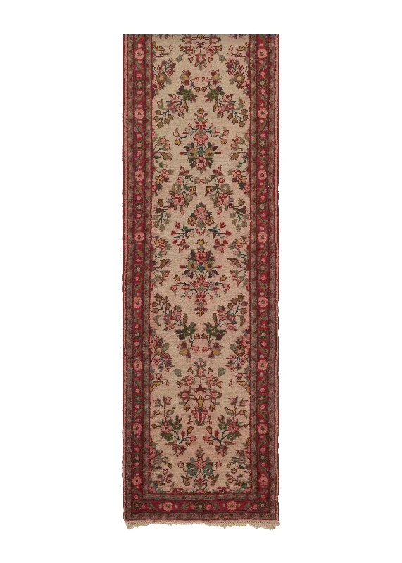 Persian Rug Hamadan Handmade Runner Tribal 2'2"x21'2" (2x21) Whites/Beige Red Floral Design #5126