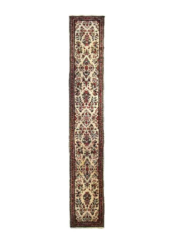 Persian Rug Hamadan Handmade Runner Tribal 2'7"x16'2" (3x16) Whites/Beige Red Floral Design #A10561