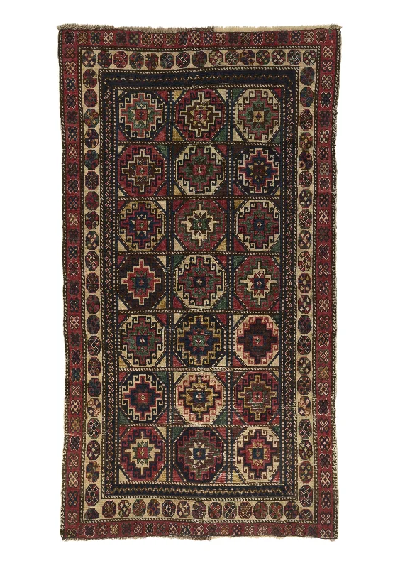 Persian Rug Kashmar Handmade Area Runner Antique Tribal 3'10"x7'1" (4x7) Multi-color Whites/Beige Red Geometric Design #28822