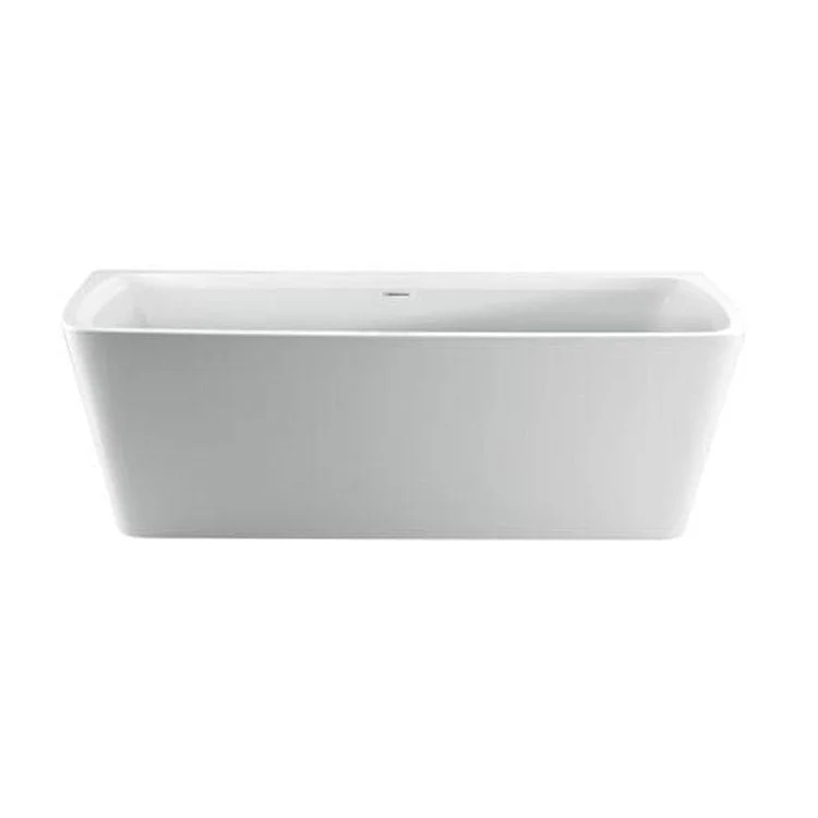 Freestanding Tub Vincent 71 Inch Rectangle Acrylic White/Polished Chrome Drain and Overflow Covers No Faucet Holes