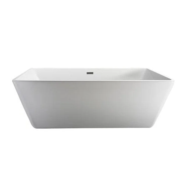 Freestanding Tub Vaughn 71 Inch Slipper Rectangle Acrylic White/Polished Chrome Drain and Overflow Covers No Faucet Holes