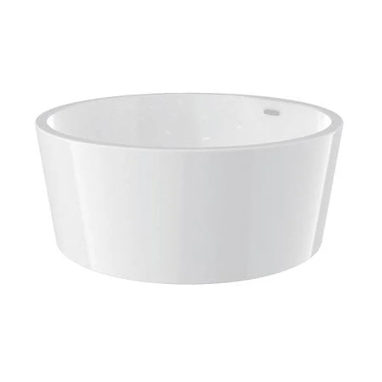 Freestanding Tub Wilshire Soaking Round Acrylic White/Brushed Nickel Drain and Overflow Covers No Faucet Holes