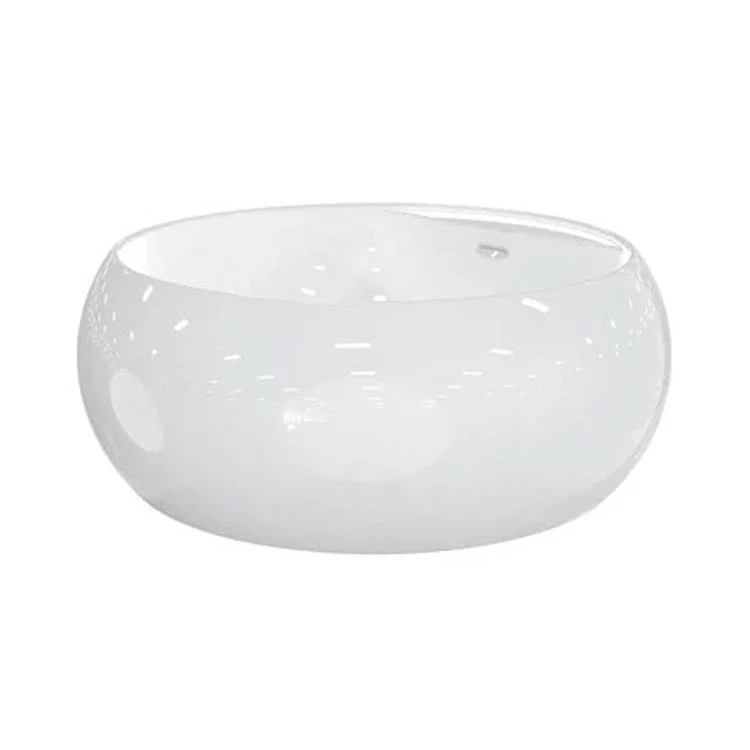 Freestanding Tub Yarborough Round Acrylic White/Brushed Nickel Drain and Overflow Covers No Faucet Holes