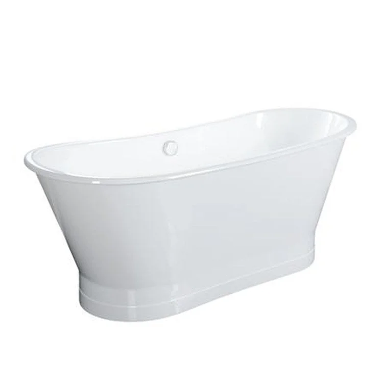 Freestanding Tub Wakely 68 Inch Double Roll Top Oval Cast Iron White No Faucet Holes