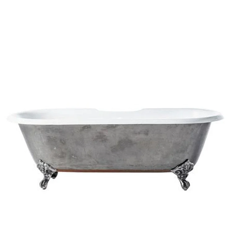 Freestanding Tub Doyle 67 Inch Double Roll Top Oval Polished Cast Iron/Polished Cast Iron Imperial Feet No Faucet Holes