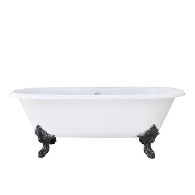 Freestanding Tub Gallagher 72 Inch Double Roll Top Oval Cast Iron White/Black Imperial Feet No Faucet Holes