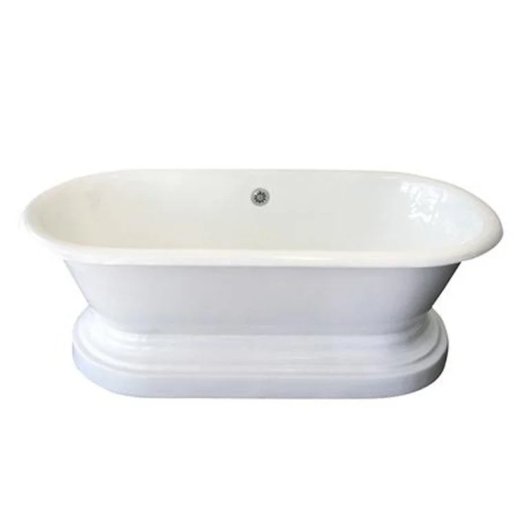 Freestanding Tub Duet 67 Inch Double Roll Top Oval Cast Iron White No Faucet Holes