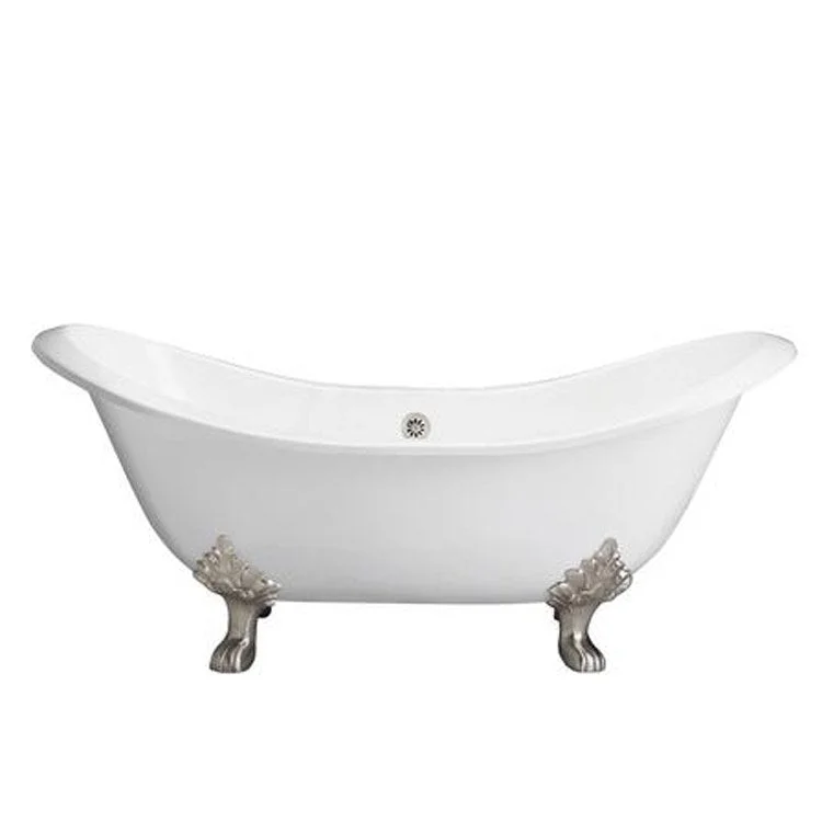 Freestanding Tub Marshall 72 Inch Double Slipper Oval Cast Iron White/Black Lion Paw Feet 7 Inch Center Faucet Holes