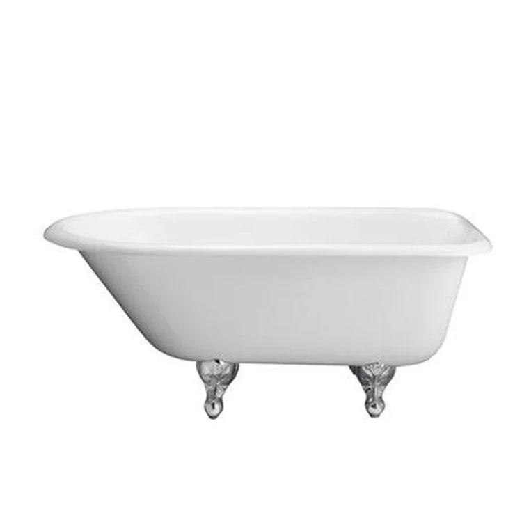 Freestanding Tub Bartlett 60 Inch Roll Top Oval Cast Iron White/Black Ball and Claw Feet 3-3/8 Inch Center Faucet Holes