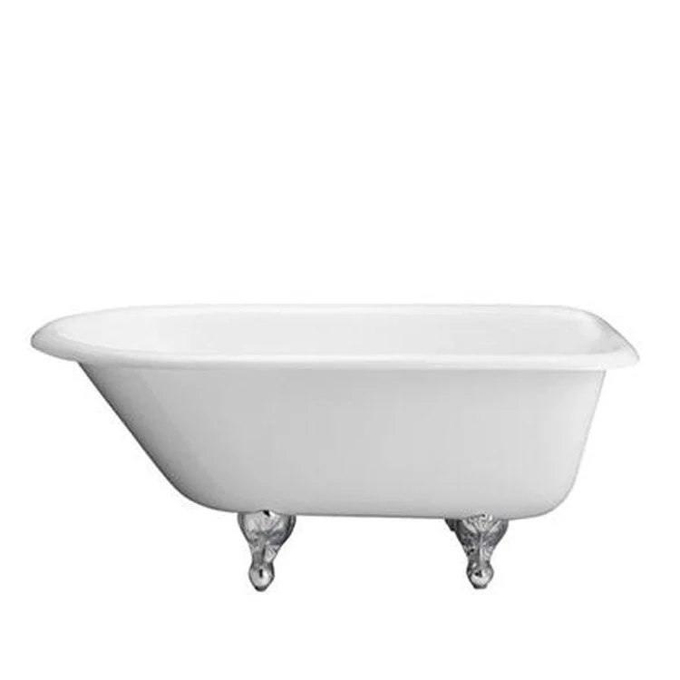 Freestanding Tub Aristo 55 Inch Roll Top Oval Cast Iron White/Polished Chrome Ball and Claw Feet 7 Inch Center Faucet Holes