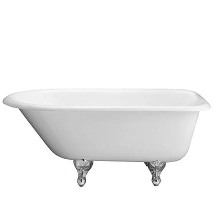 Freestanding Tub Ballard 57 Inch Roll Top Oval Cast Iron White/Brushed Nickel Ball and Claw Feet 7 Inch Center Faucet Holes