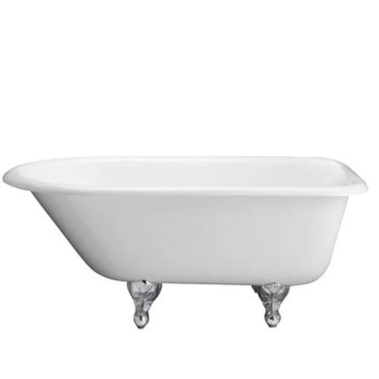 Freestanding Tub Cadmus 68 Inch Roll Top Oval Cast Iron White/Polished Chrome Ball and Claw Feet 7 Inch Center Faucet Holes