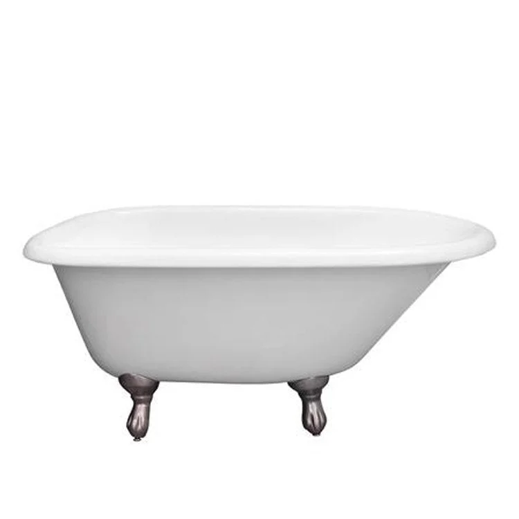 Freestanding Tub Addison 48 Inch Roll Top Oval Cast Iron White/Brushed Nickel Ball and Claw Feet 3-3/8 Inch Center Faucet Holes