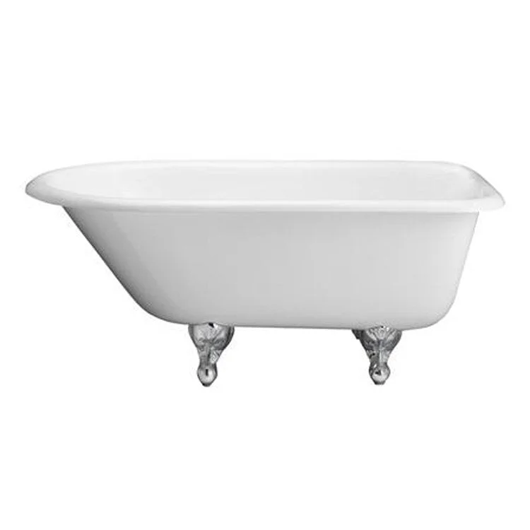 Freestanding Tub Abbey 48 Inch Roll Top Oval Cast Iron White/Brushed Nickel Ball and Claw Feet 3-3/8 Inch Center Faucet Holes