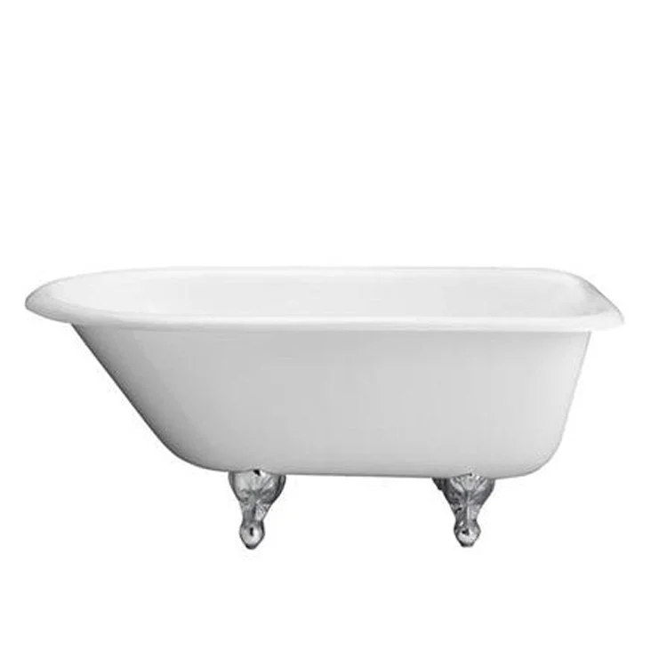 Freestanding Tub Antonio 55 Inch Roll Top Oval Cast Iron White/Black Ball and Claw Feet 3-3/8 Inch Center Faucet Holes