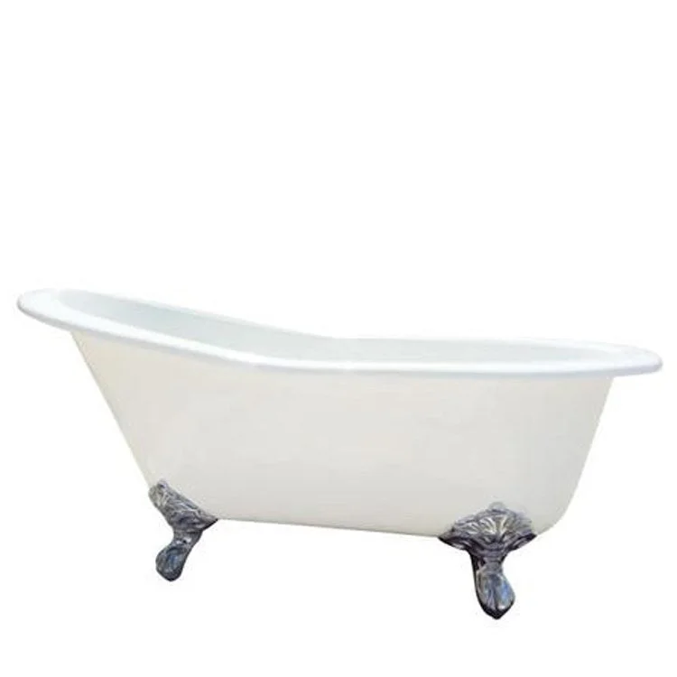 Freestanding Tub Gavin 54 Inch Slipper Oval Cast Iron White/Brushed Nickel Imperial Feet 7 Inch Center Faucet Holes