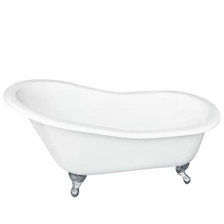 Freestanding Tub Icarus 67 Inch Slipper Oval Cast Iron White/Black Ball and Claw Feet 7 Inch Center Faucet Holes