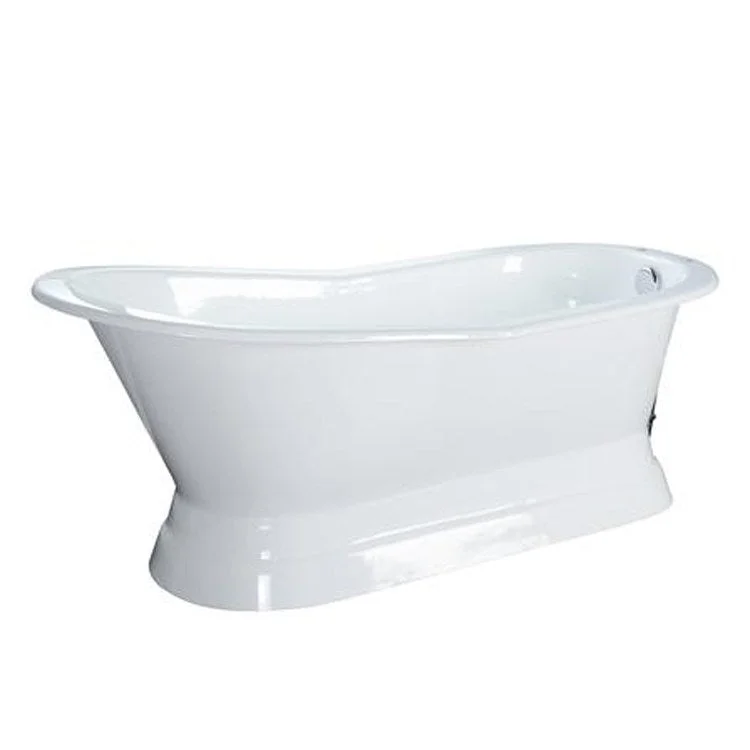 Freestanding Tub Leonardo 61 Inch Slipper Oval Cast Iron White Ball and Claw Feet No Faucet Holes