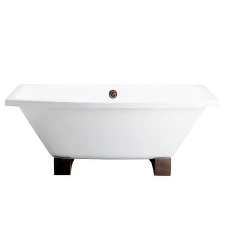 Freestanding Tub Athens 67 Inch White Rectangle Cast Iron with Block Feet No Faucet Holes