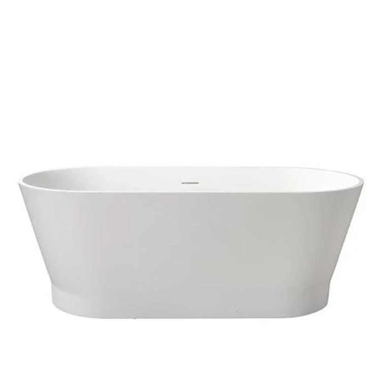 Freestanding Tub Orfeo 59 Inch Matte White Oval Resin No Faucet Holes