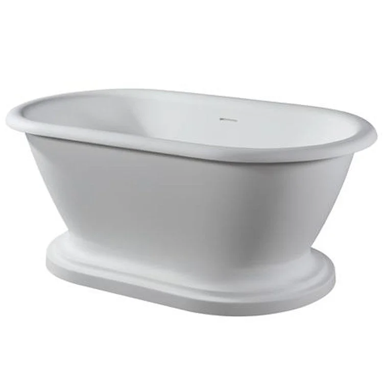 Freestanding Tub Wingate 59 Inch Matte White Oval Resin No Faucet Holes Rolled Rim