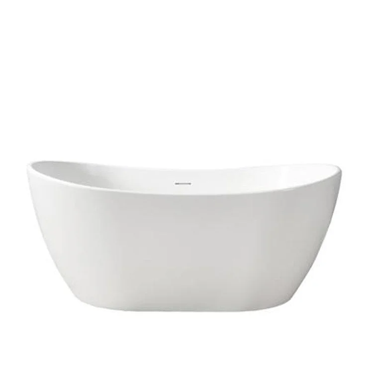 Freestanding Tub Edison 56 Inch Double Slipper Gloss White Oval Resin No Faucet Holes