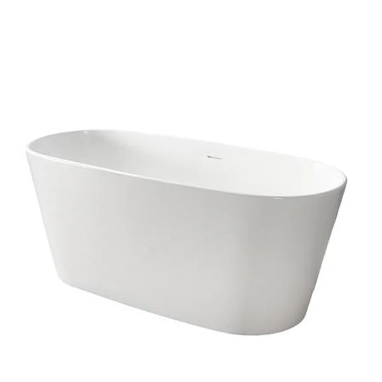 Freestanding Tub Paden 62 Inch Matte White Oval Resin No Faucet Holes