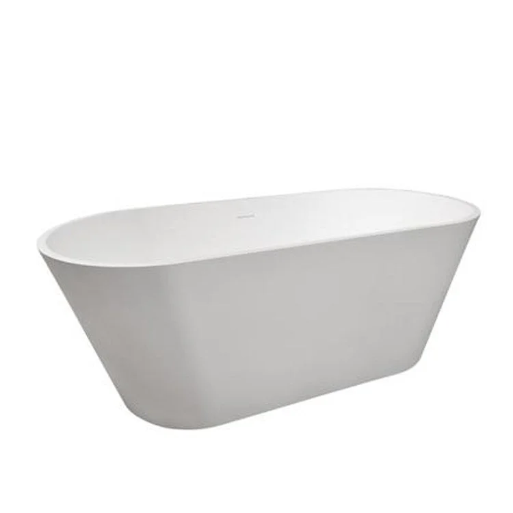 Freestanding Tub Nishi 68 Inch Matte White Oval Resin No Faucet Holes