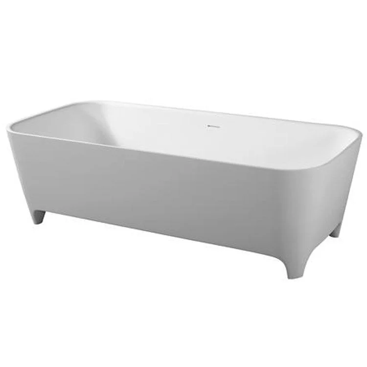 Freestanding Tub Tristan 71 Inch Gloss White Rectangle Resin with Feet No Faucet Holes