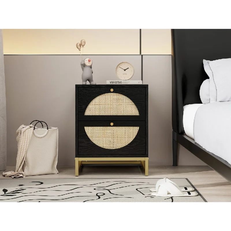 2 Drawer Side Table, Display Rack for Bedroom and Living Room