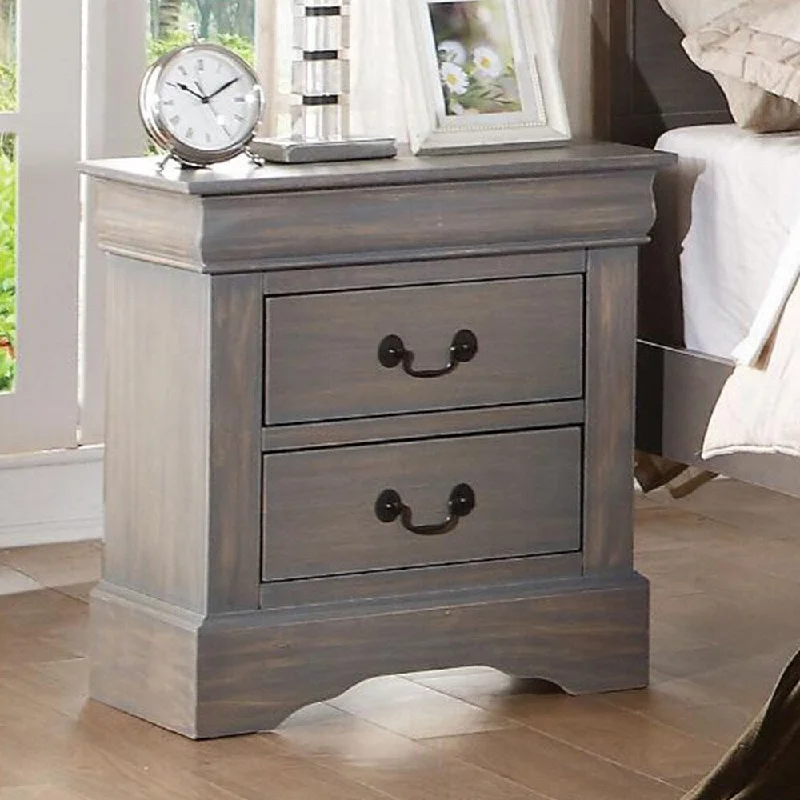 22" Traditional Style 2-Drawers Night with Wood Finish and Brushed Nickel Metal Handle for Bedroom