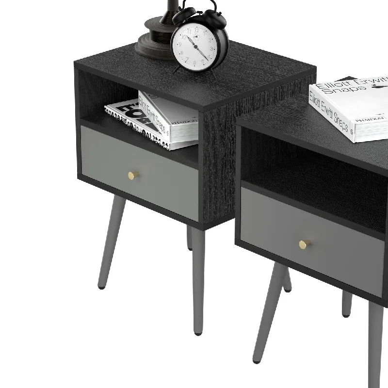 Bedside Tables Set of 2,Storage Drawer -Chic Simple Assembly