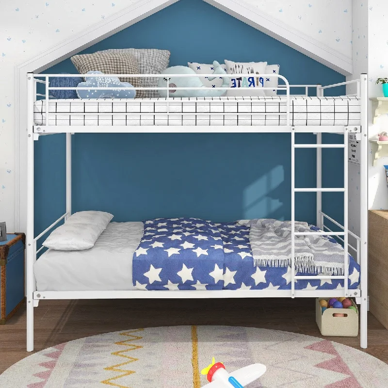 bunk bed steel frame bunk bed with safety rail, built-in ladder