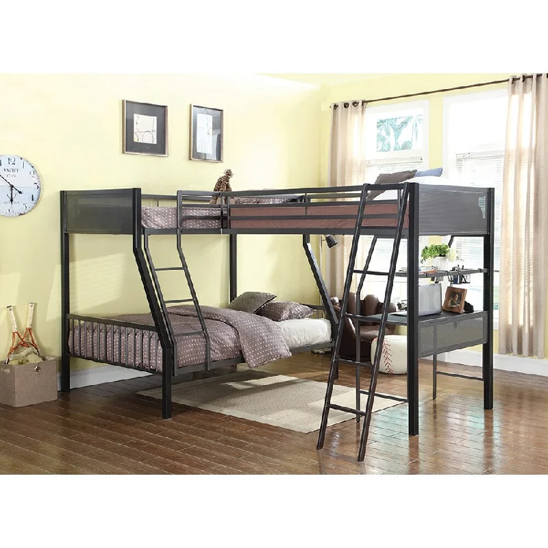 Carlowe Black and Gunmetal 2-Piece Bunk Bed with Loft add-on